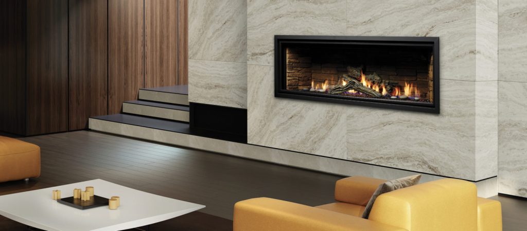 Marquis fireplace installed in a living room